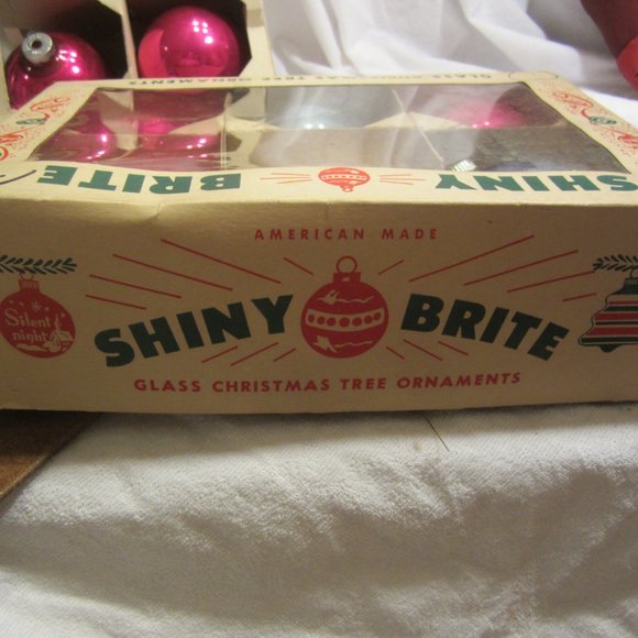 VTG SHINY BRITE ORNAMENTS, 2 BOXES, 3.5'' BALL, GLASS ORNAMENTS - Picture 8 of 11